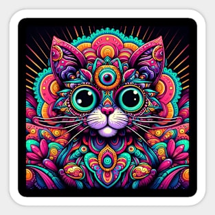 Psychedelic Cat Sticker